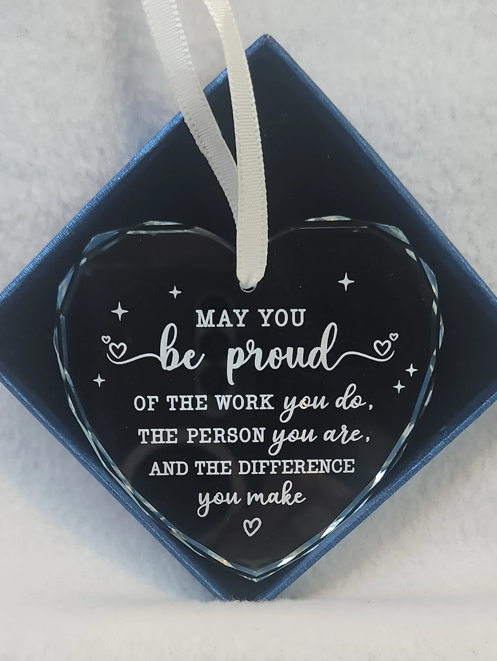 Glass Heart Ornament with Inspirational Quote - Glass For Nurses